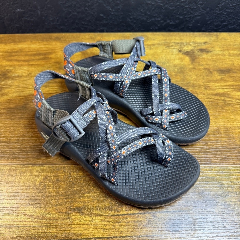 Chaco Z/Cloud 2 Grey Orange Polyester‎ Webbing Sandal Womens Size 6
